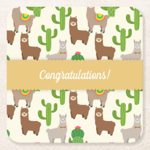 Customizable Alpaca/Llama Event Square Paper Coaster