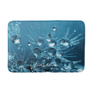 Customizable Amazing Blue Water Drops Bath Mat