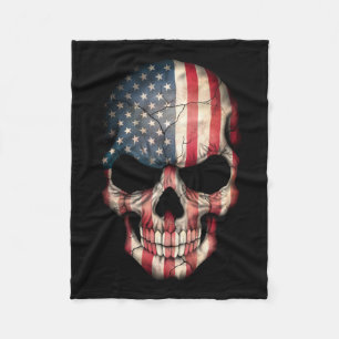 Customizable American Flag Skull Fleece Blanket