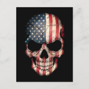 Customizable American Flag Skull Postcard