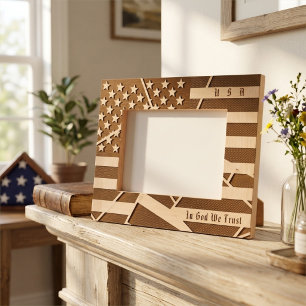 Customizable American Flag, USA Motto Modern Art Etched Frames