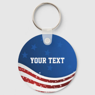 Customizable American theme stars & stripes Keychain