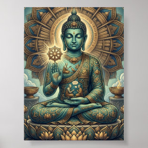 Customizable Ancient Dhamma Art Sukiti Buddha Medi Poster