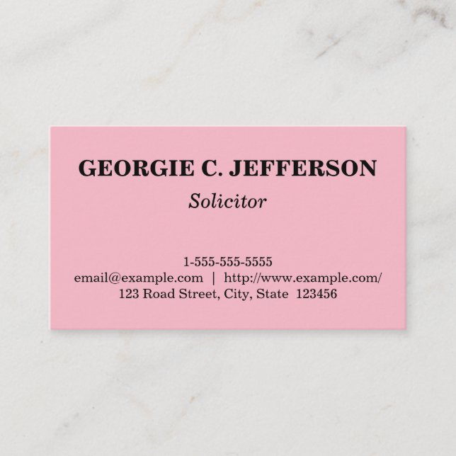 Customizable and Basic Solicitor Business Card (Front)