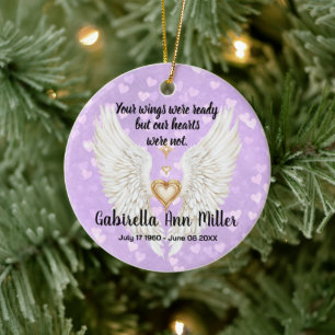 Customizable Angel Wings Memorial  Ceramic Ornament