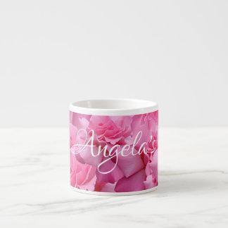 Customizable Angela name pretty pink floral girly  Espresso Cup