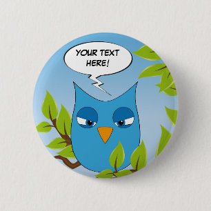Customizable angry little owl - multiple colours 2 inch round button