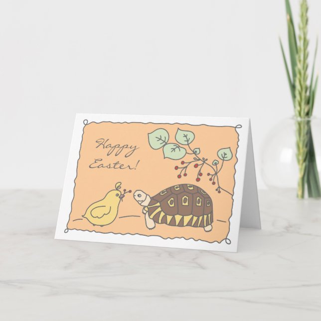 Customizable Angulate Tortoise Easter Card 4 (Front)