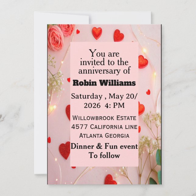 Customizable Anniversary Invitation | Editable  (Front)