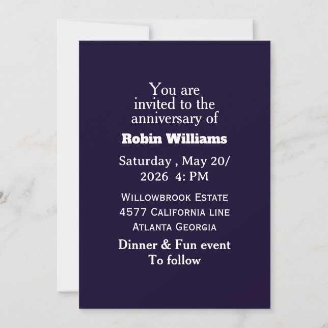 Customizable Anniversary Invitation | Editable  (Front)