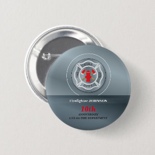 Customizable, Anniversary with Fire Department 2 Inch Round Button
