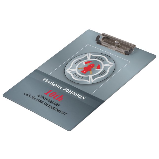 Customizable, Anniversary with Fire Department Clipboard (Angled)