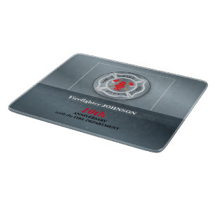 Customizable, Anniversary with Fire Department Cutting Board