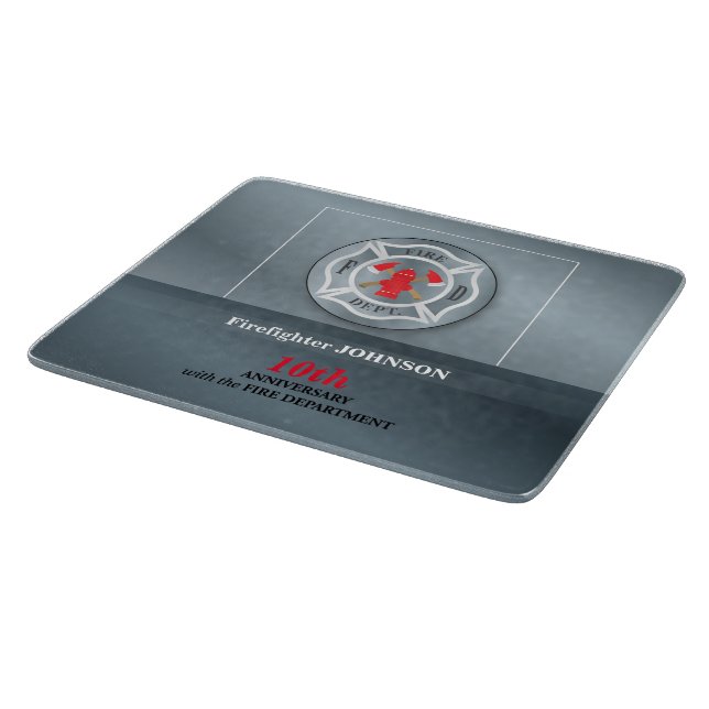 Customizable, Anniversary with Fire Department Cutting Board (Corner)
