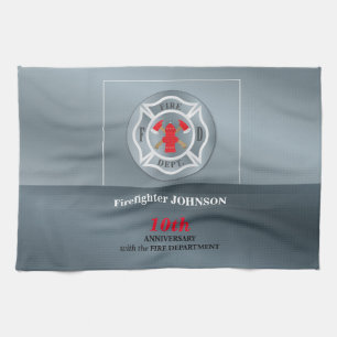 Customizable, Anniversary with Fire Department Kitchen Towel