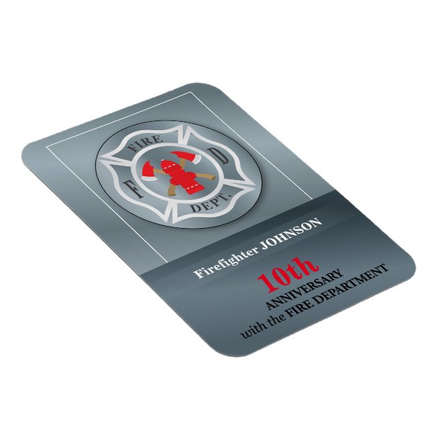 Customizable, Anniversary with Fire Department Magnet (Right Side)