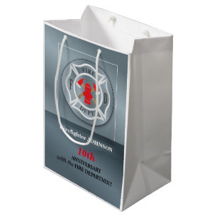 Customizable, Anniversary with Fire Department Medium Gift Bag