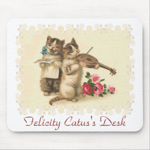 Customizable Anthropomorphic Musical Kittens Mouse Pad
