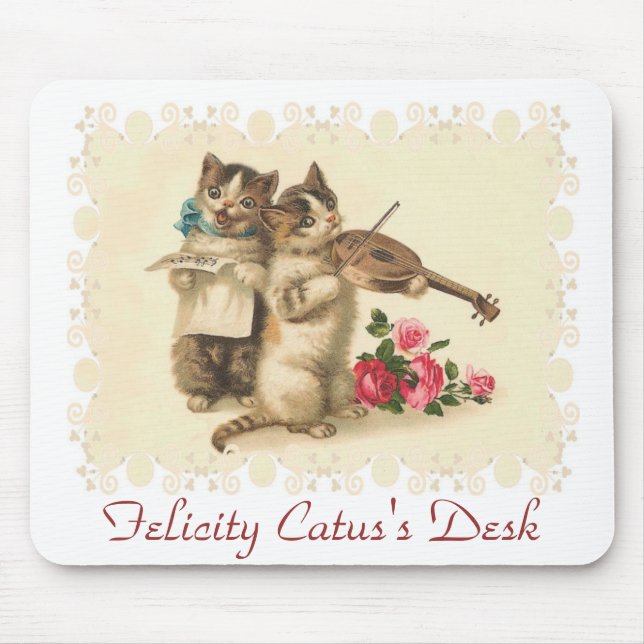 Customizable Anthropomorphic Musical Kittens Mouse Pad (Front)