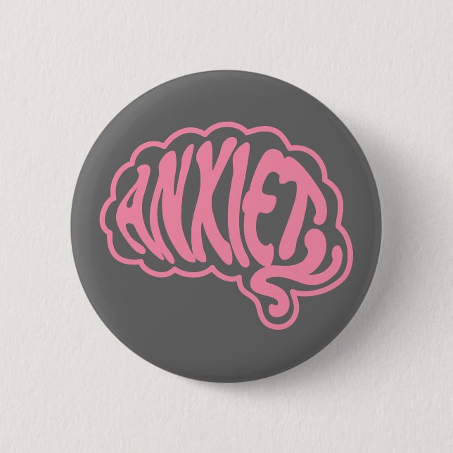 Customizable Anxiety Brain 2 Inch Round Button (Front)
