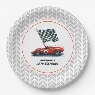 Customizable Any Age Race Car Birthday Party Paper Plate