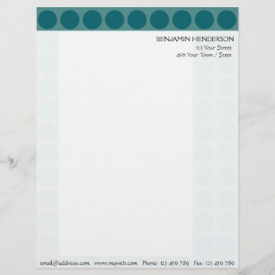 Customizable any Colour Polka Dots Pattern on Teal Letterhead