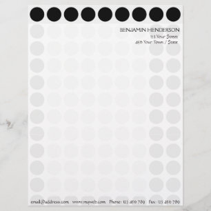 Customizable any Colour Polka Dots Pattern on Whit Letterhead