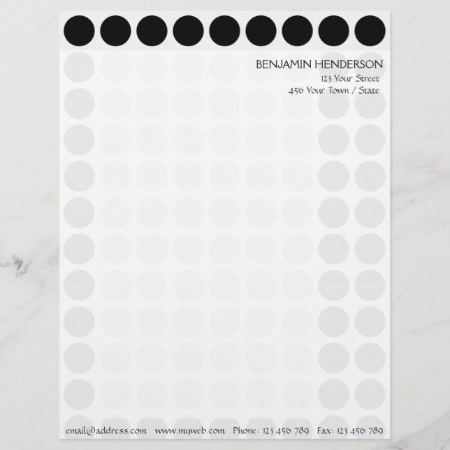 Customizable any Colour Polka Dots Pattern on Whit Letterhead (Front)