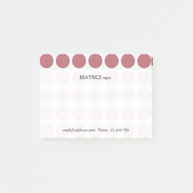 Customizable any Colour Polka Dots Pattern on Whit Post-it Notes (Front)