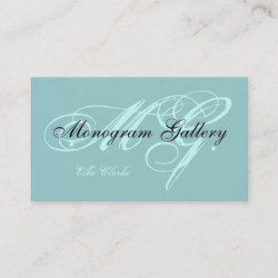 Customizable Aqua  Black Monogram Business Card