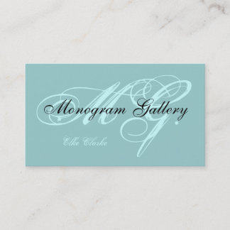 Customizable Aqua Black Monogram Business Card