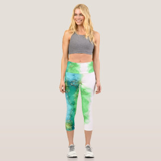 Customizable Aqua Blue Green High Waisted Capris