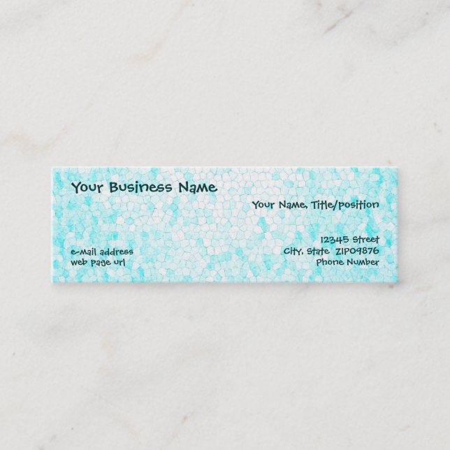Customizable Aqua Mosaic Skinny Business Cards (Front)
