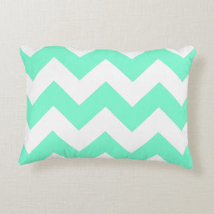 Customizable Aquamarine Zigzag Pattern Accent Pillow