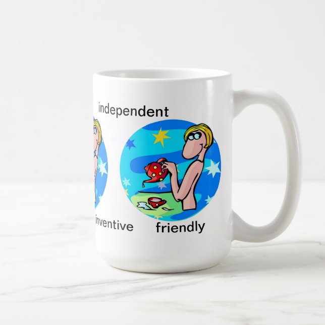 Customizable Aquarius traits Cute Cartoon Zodiac Coffee Mug (Right)