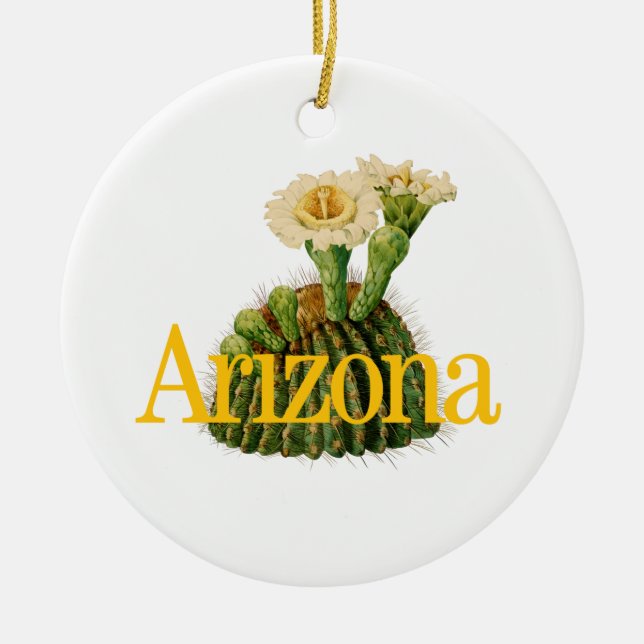 Customizable Arizona Ornament with Saguaro Cactus (Front)