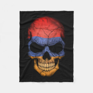 Customizable Armenian Flag Skull Fleece Blanket