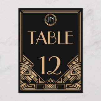 Customizable Art Deco Gatsby Style Table Numbers Postcard