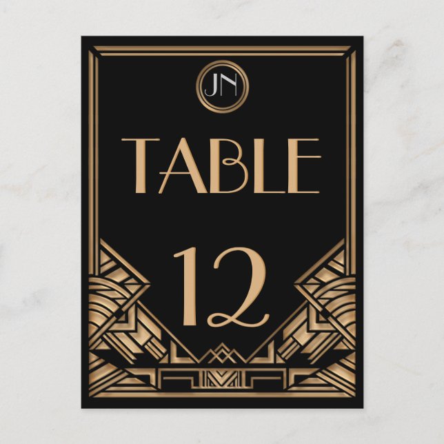 Customizable Art Deco Gatsby Style Table Numbers Postcard (Front)