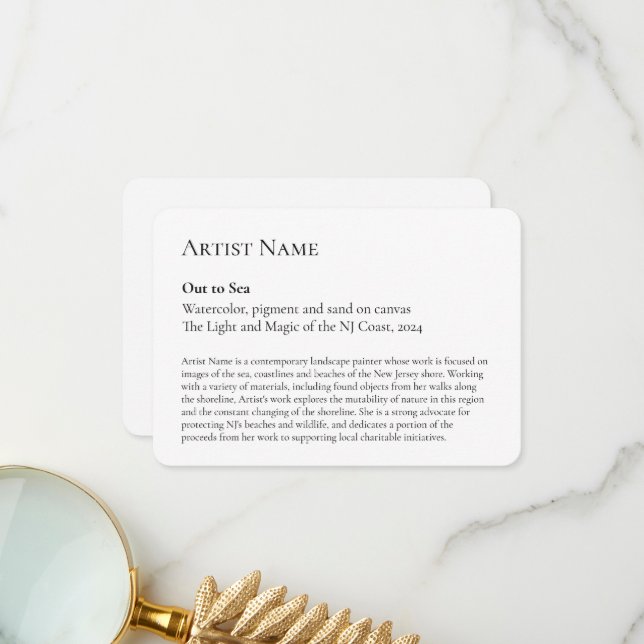 Customizable Art Show Display Gallery Placards Thank You Card (Front/Back In Situ)