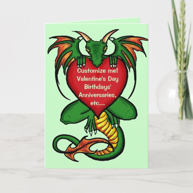 Customizable artistic dragon heart greeting card (Front)