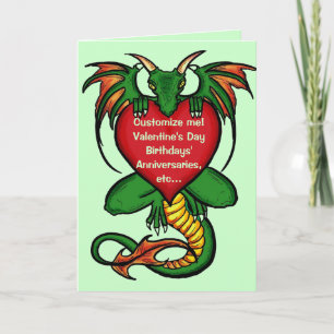 Customizable artistic dragon heart greeting card