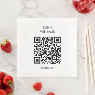 Customizable Artist's Exhibition Opening QR Code Napkin