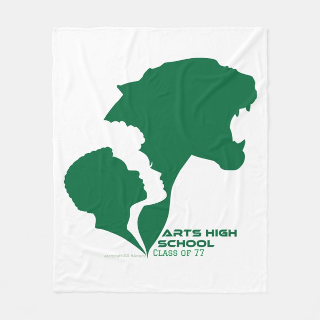 Customizable Arts High School Green Silhouettes Fleece Blanket (Front)