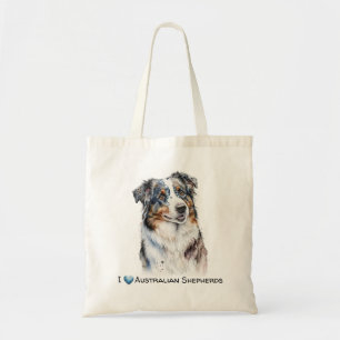 Customizable Australian Shepherd canvas tote