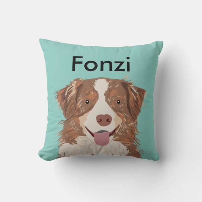Customizable Australian Shepherd Dog Pillow (Front)