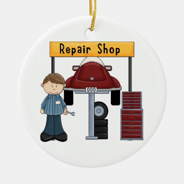 Customizable Auto Repair Shop Tees and Gifts Ceramic Ornament (Front)
