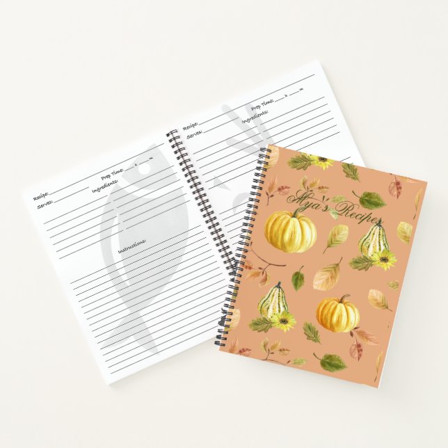 Customizable Autumn Gourds Recipe Book (Inside)