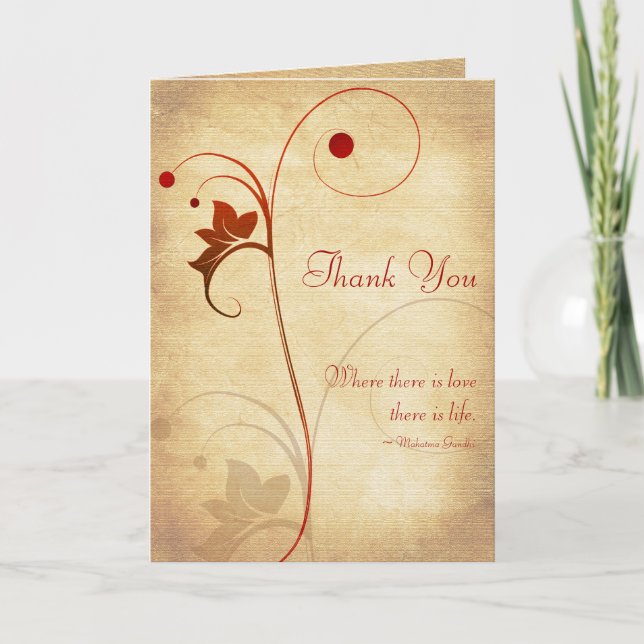 Customizable Autumn Wedding Thank You Card (Front)