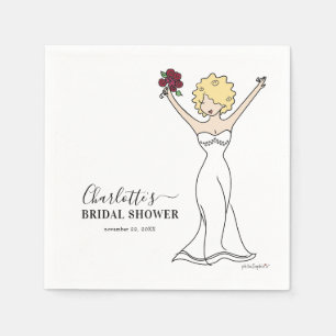 Customizable Avatar Bridal Shower   Curly Hair Napkin